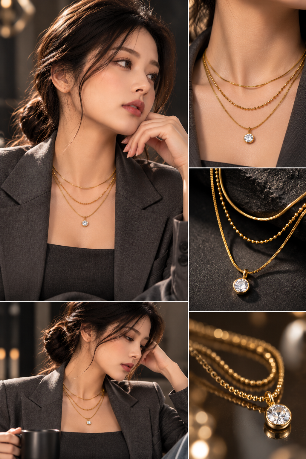 The Golden Glow – Triple Layer Necklace